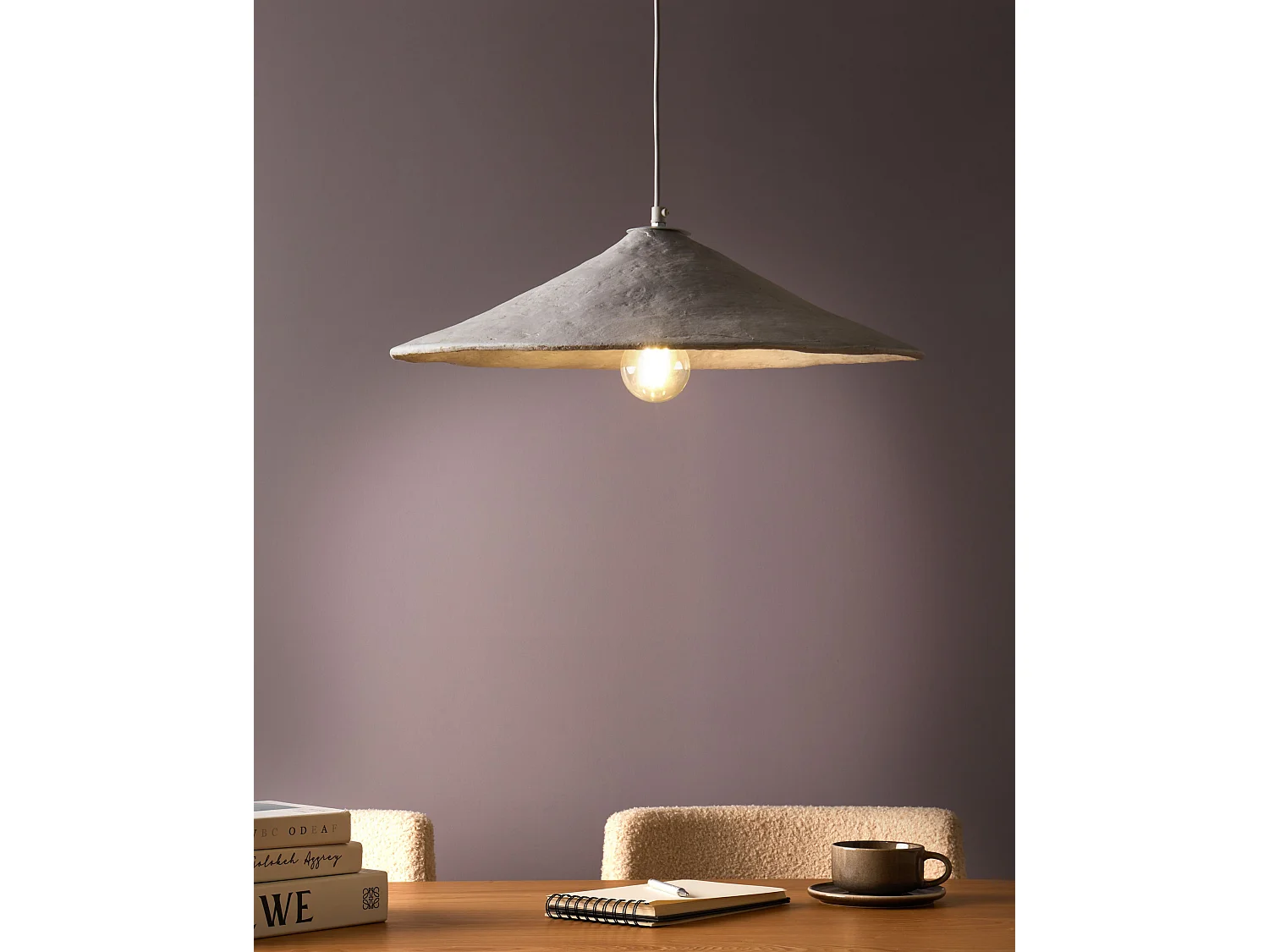 Lampe suspension PORONGOS Papier-mâché Blanc