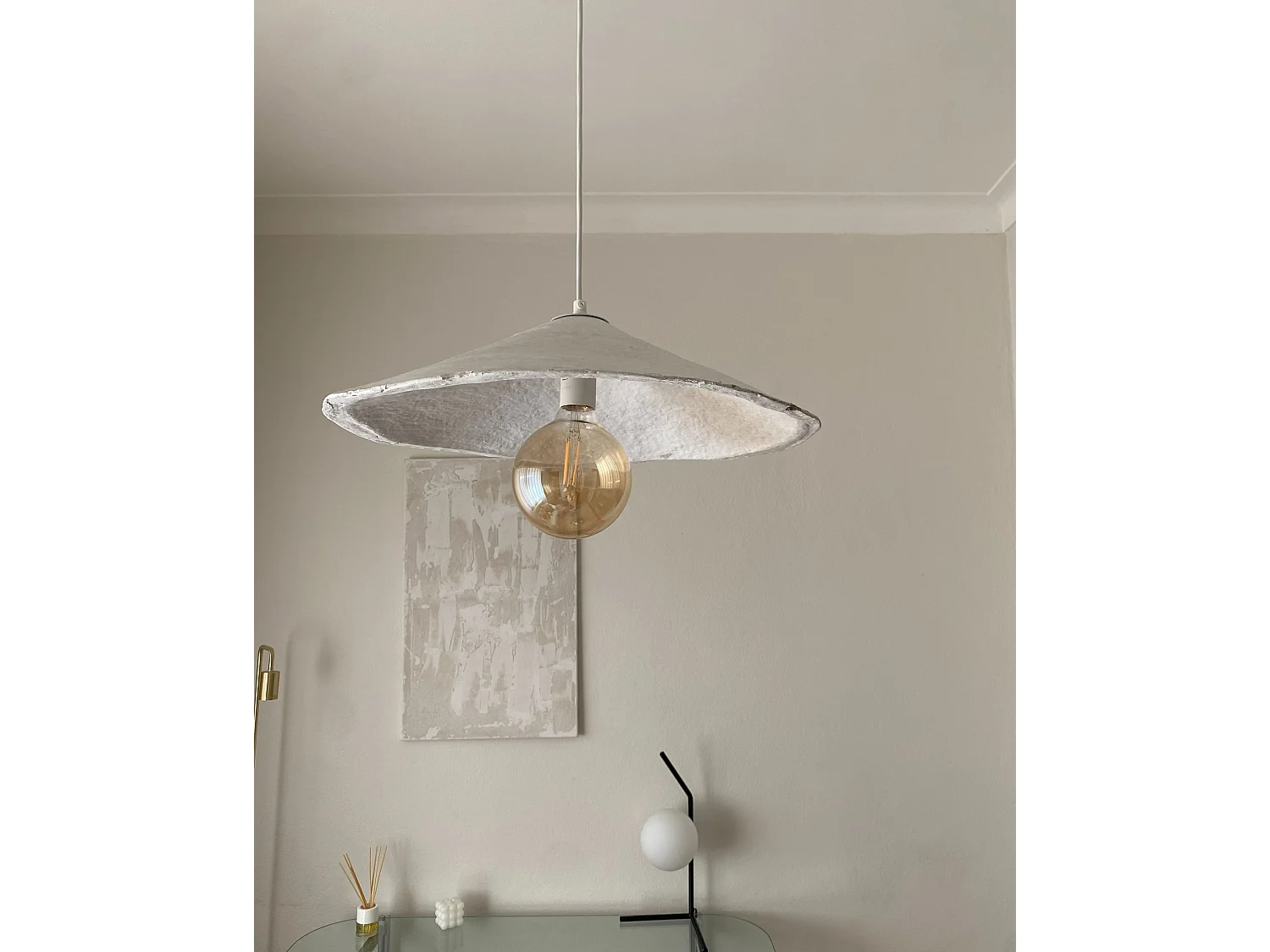 Lampe suspension PORONGOS Papier-mâché Blanc
