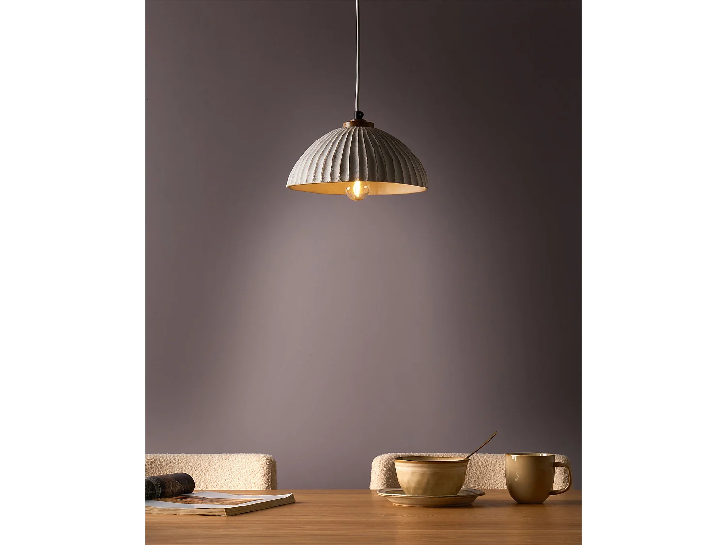 Hanglamp COTTICA Papier-mâché Wit