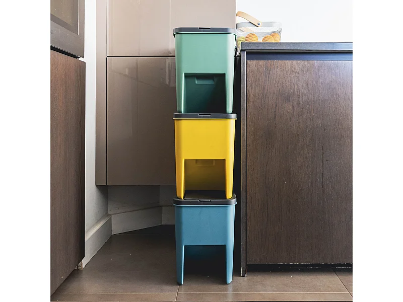 Lot de 3 Poubelles Empilables BERGEN Multicolore Plastique 60L