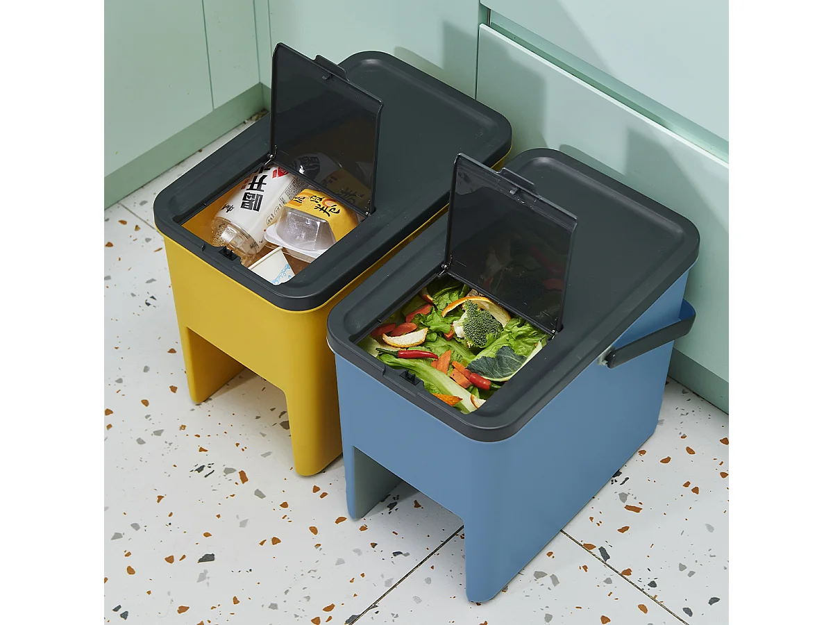 3 poubelle tri Sélectif BERGEN vert bleu jaune 3x20L