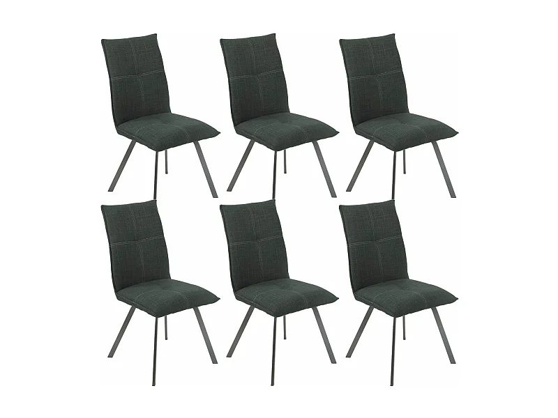 BISPO - Lot de 6 Chaises Tissu Texturé Coloris Gris Anthracite