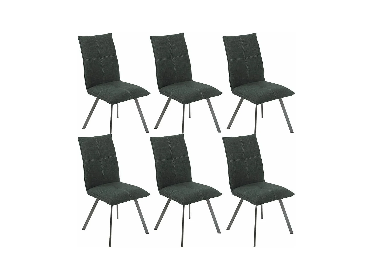BISPO - Lot de 6 Chaises Tissu Texturé Coloris Gris Anthracite