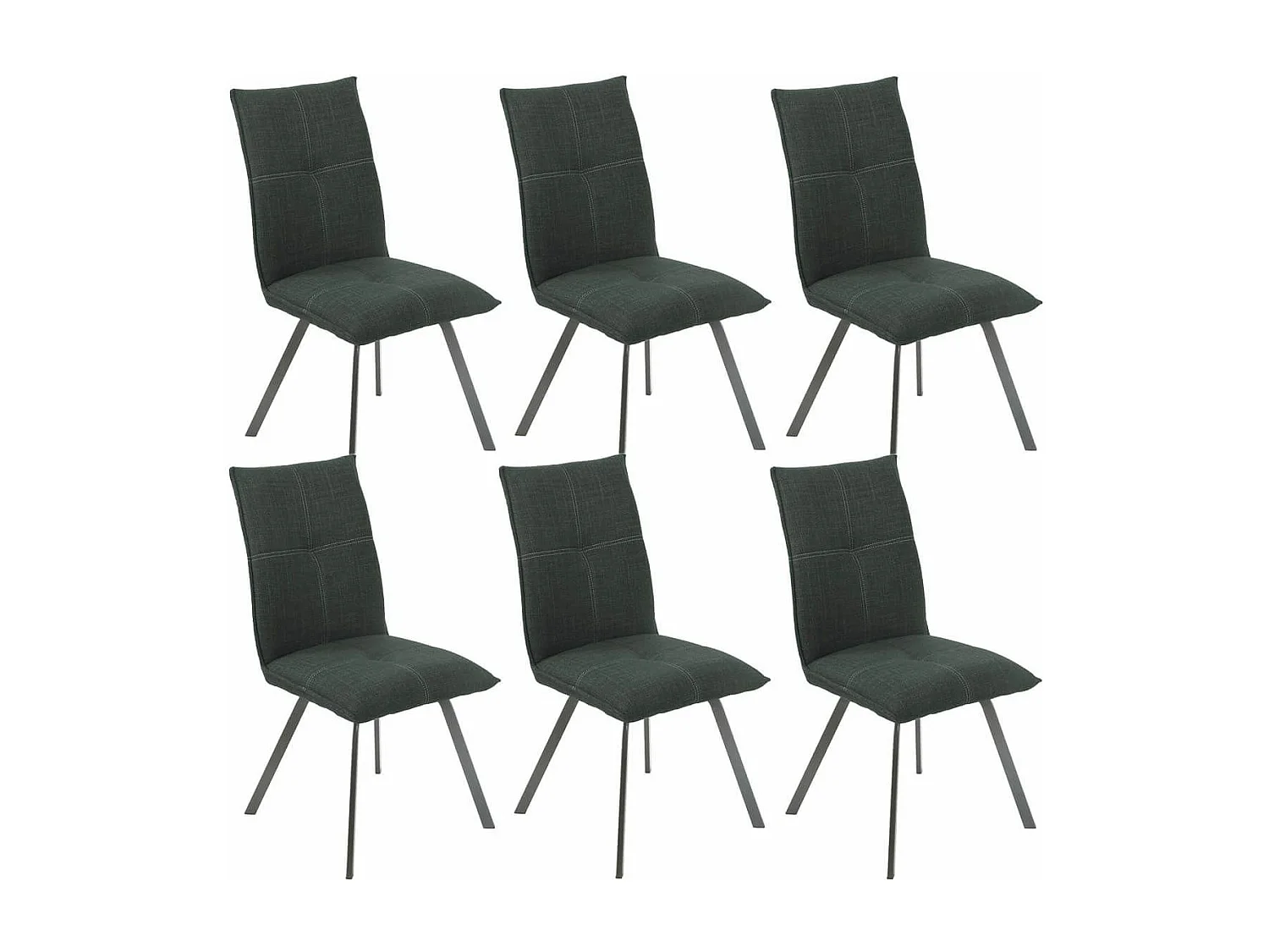 BISPO - Lot de 6 Chaises Tissu Texturé Coloris Gris Anthracite