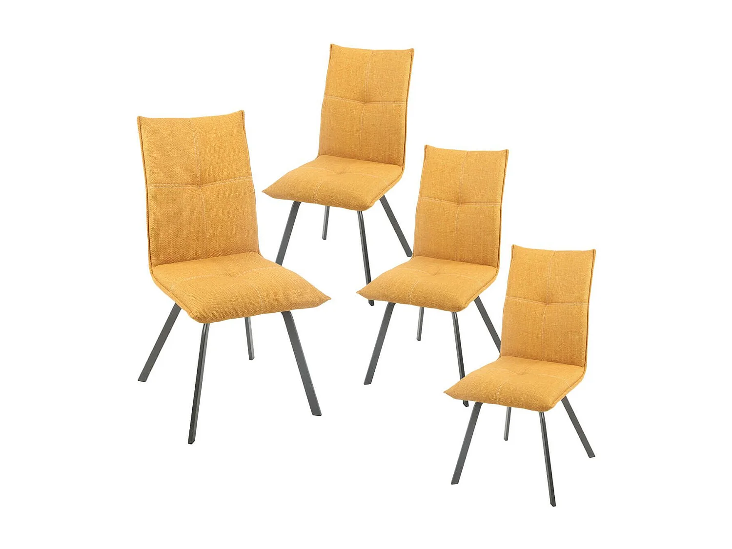 BISPO - Lot de 4 Chaises Tissu Texturé Coloris Jaune moutarde