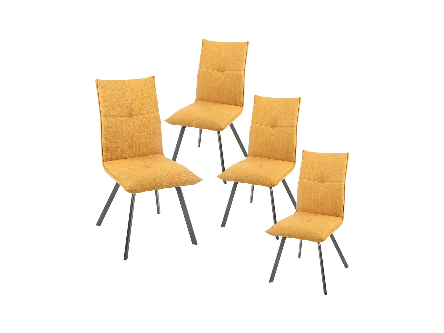 BISPO - Lot de 4 Chaises Tissu Texturé Coloris Jaune moutarde