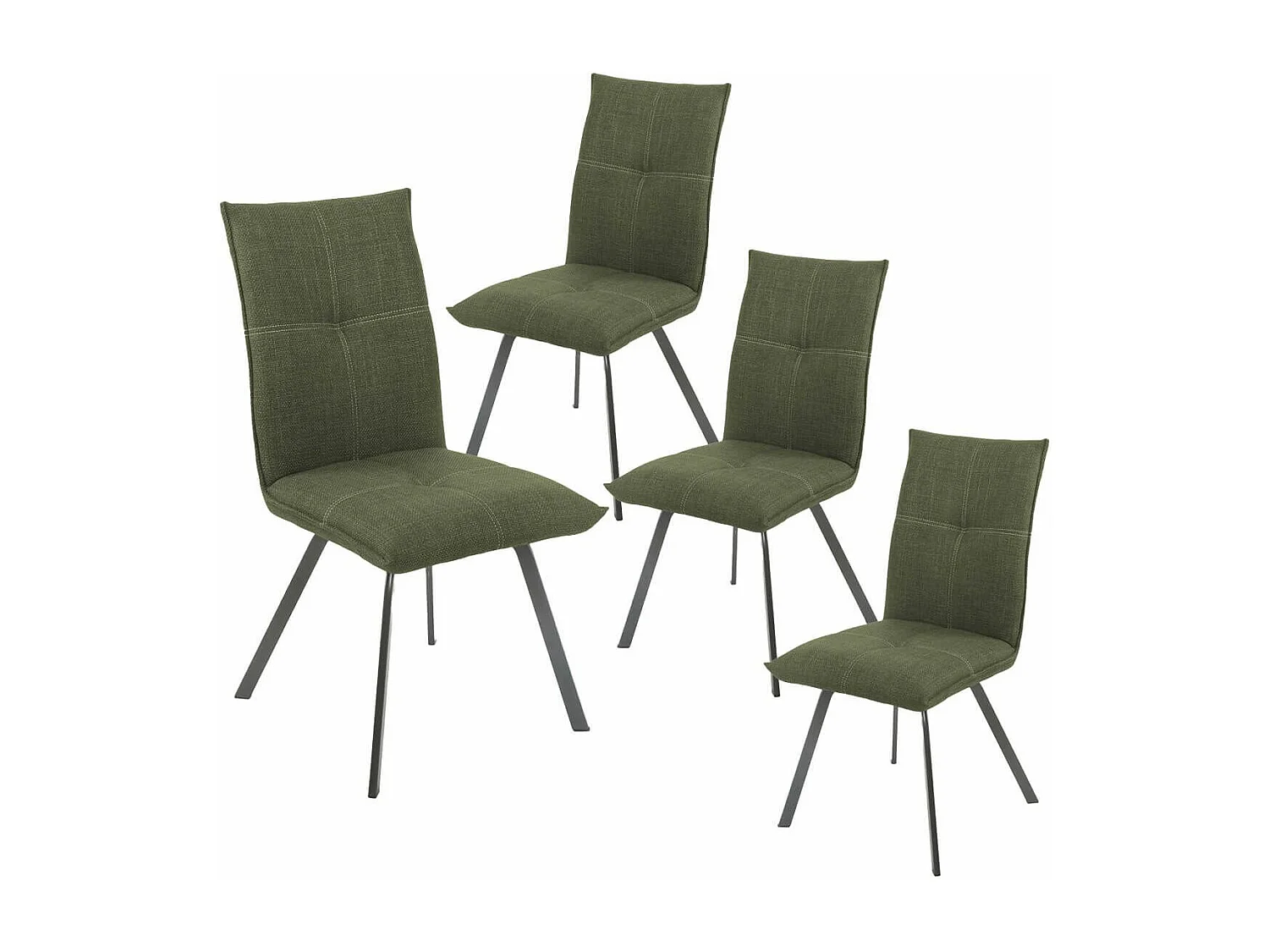 BISPO - Lot de 4 Chaises Tissu Texturé Coloris Vert kaki
