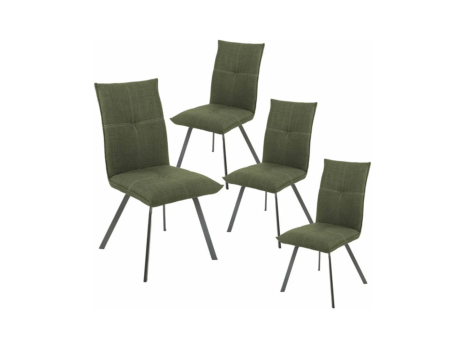 BISPO - Lot de 4 Chaises Tissu Texturé Coloris Vert kaki