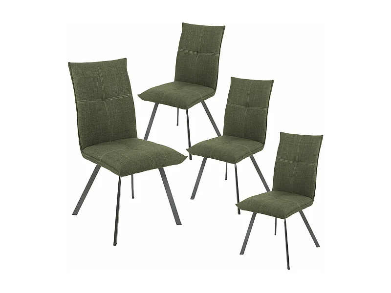 BISPO - Lot de 4 Chaises Tissu Texturé Coloris Vert kaki