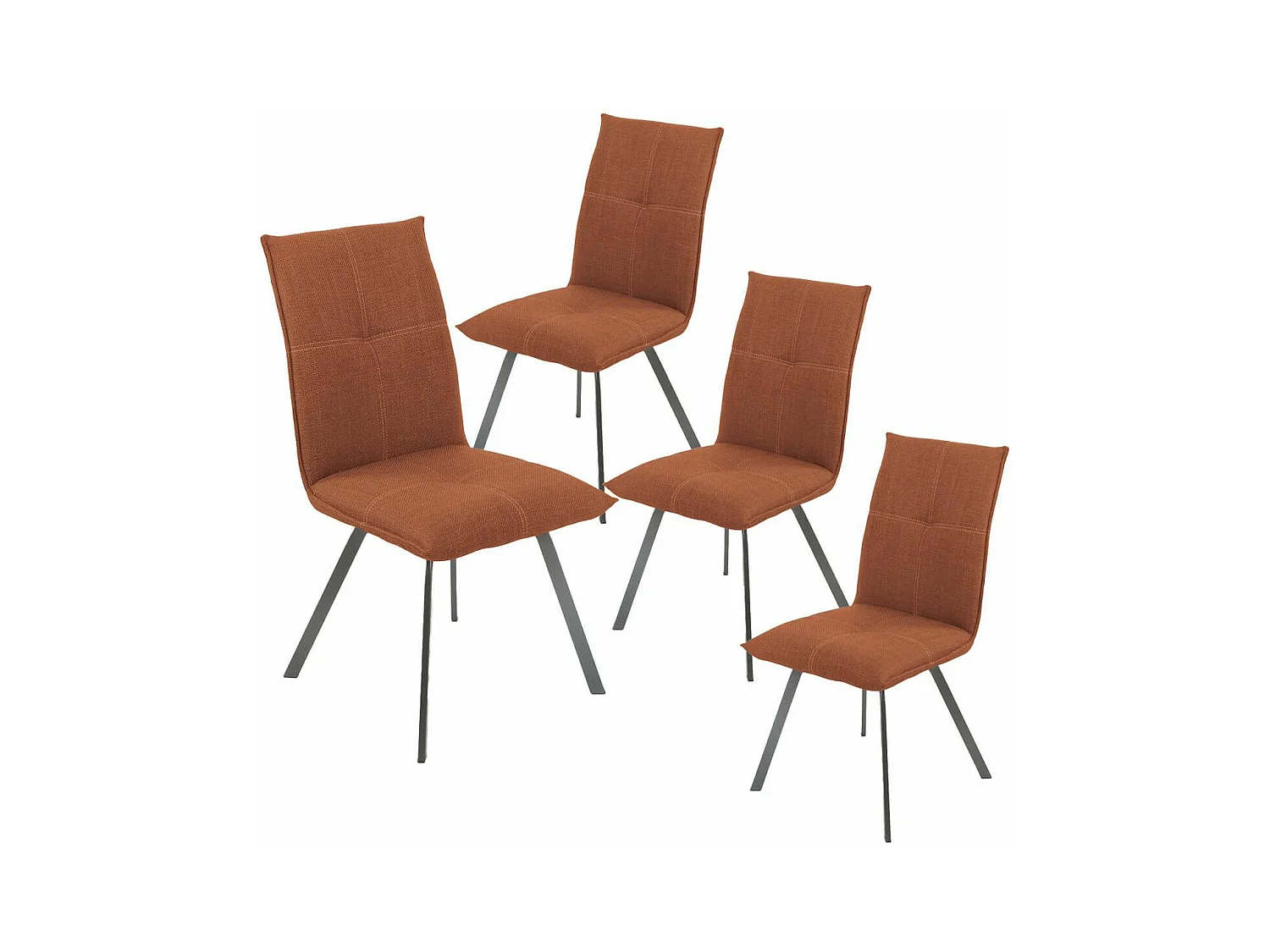BISPO - Lot de 4 Chaises Tissu Texturé Coloris Brique Terracotta