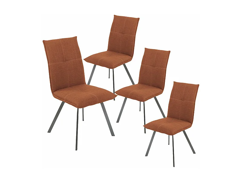 BISPO - Lot de 4 Chaises Tissu Texturé Coloris Brique Terracotta