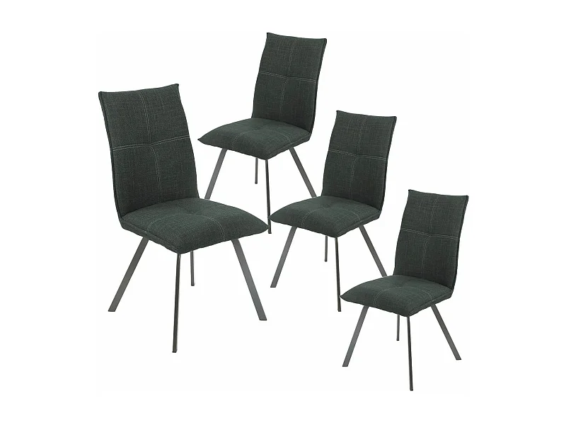 BISPO - Lot de 4 Chaises Tissu Texturé Coloris Gris Anthracite
