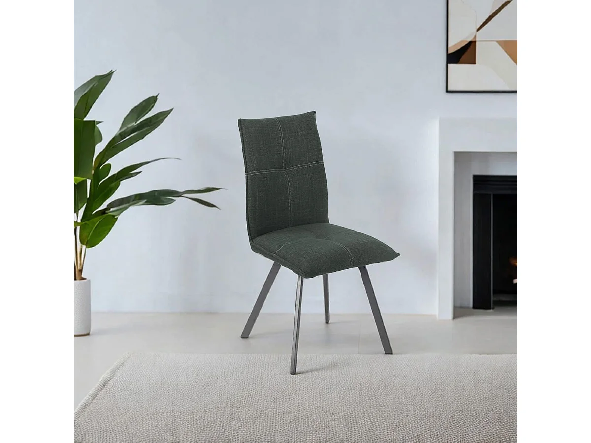 BISPO - Lot de 4 Chaises Tissu Texturé Coloris Gris Anthracite