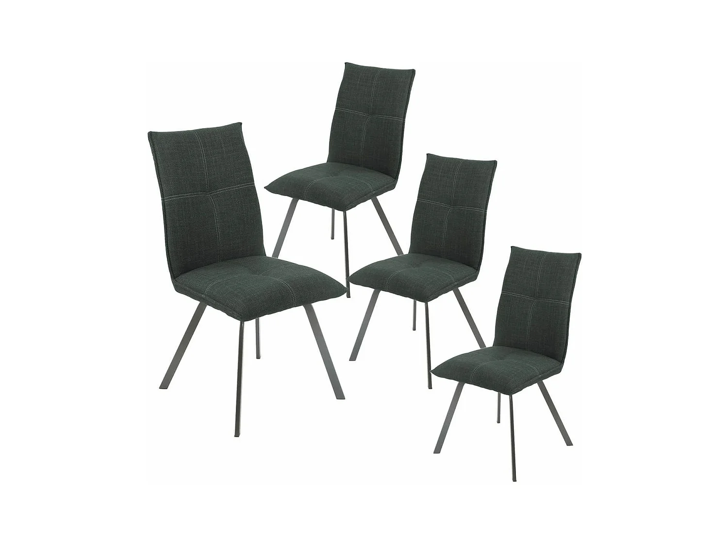 BISPO - Lot de 4 Chaises Tissu Texturé Coloris Gris Anthracite