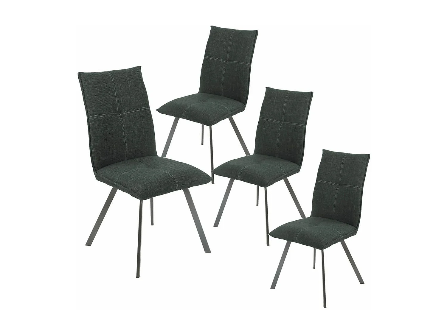 BISPO - Lot de 4 Chaises Tissu Texturé Coloris Gris Anthracite