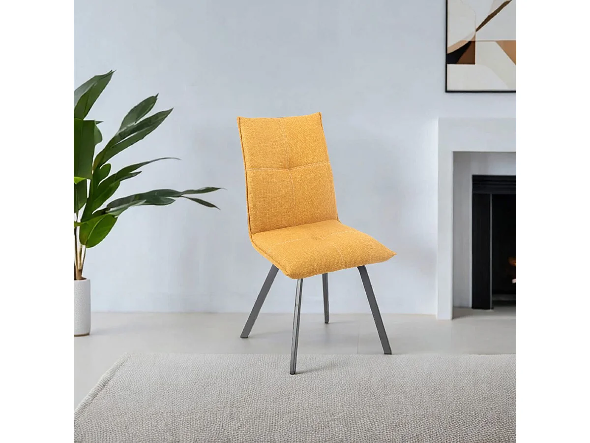 BISPO - Lot de 6 Chaises Tissu Texturé Coloris Jaune moutarde