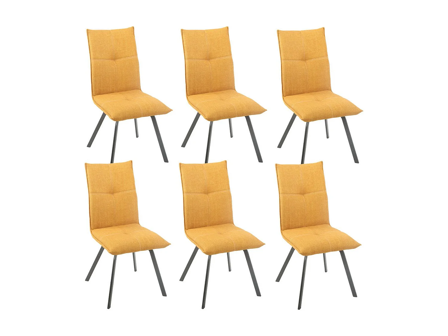 BISPO - Lot de 6 Chaises Tissu Texturé Coloris Jaune moutarde