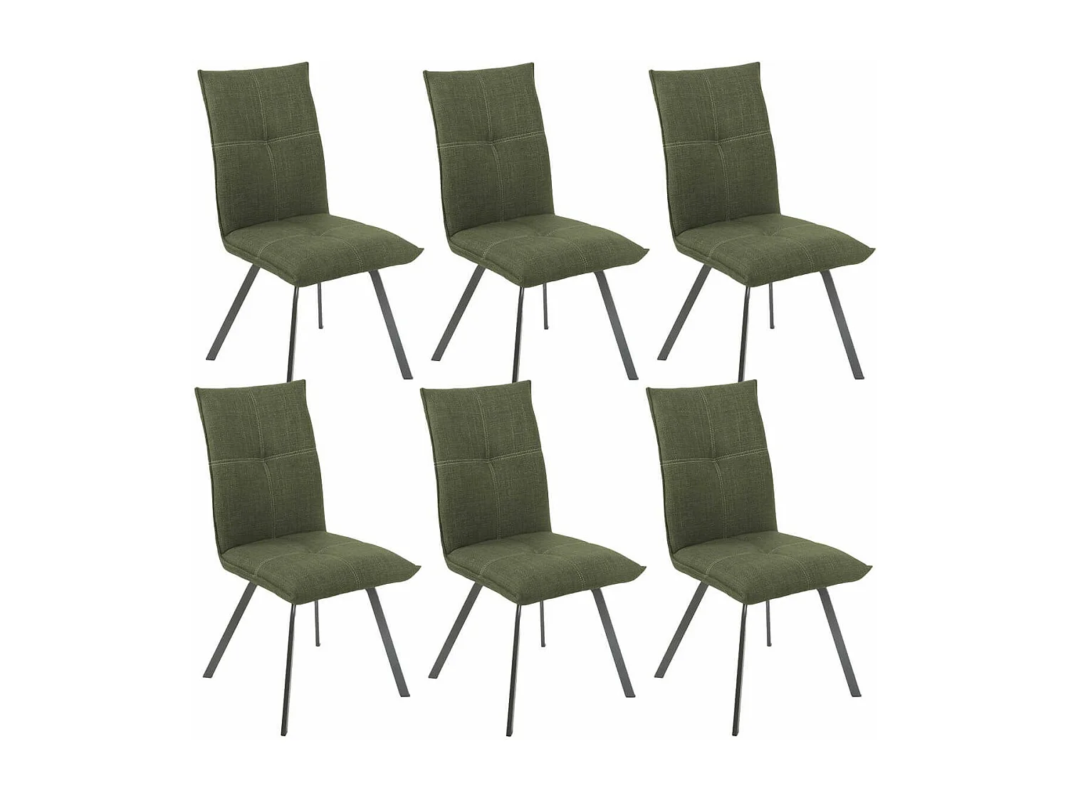 BISPO - Lot de 6 Chaises Tissu Texturé Coloris Vert kaki