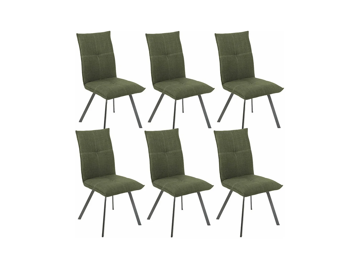 BISPO - Lot de 6 Chaises Tissu Texturé Coloris Vert kaki