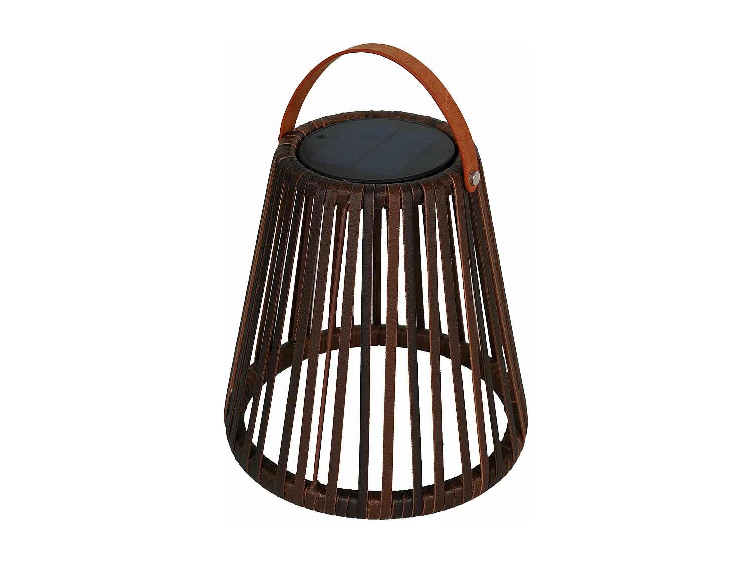 Lanterne solaire décorative EVANIA Marron Poly rotin H28cm