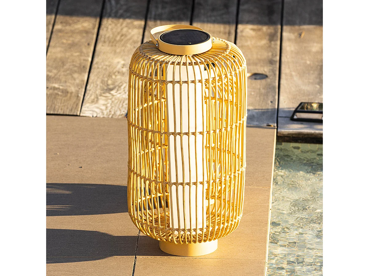Lanterne solaire MARIEL Marron Rotin 31x31x H60cm