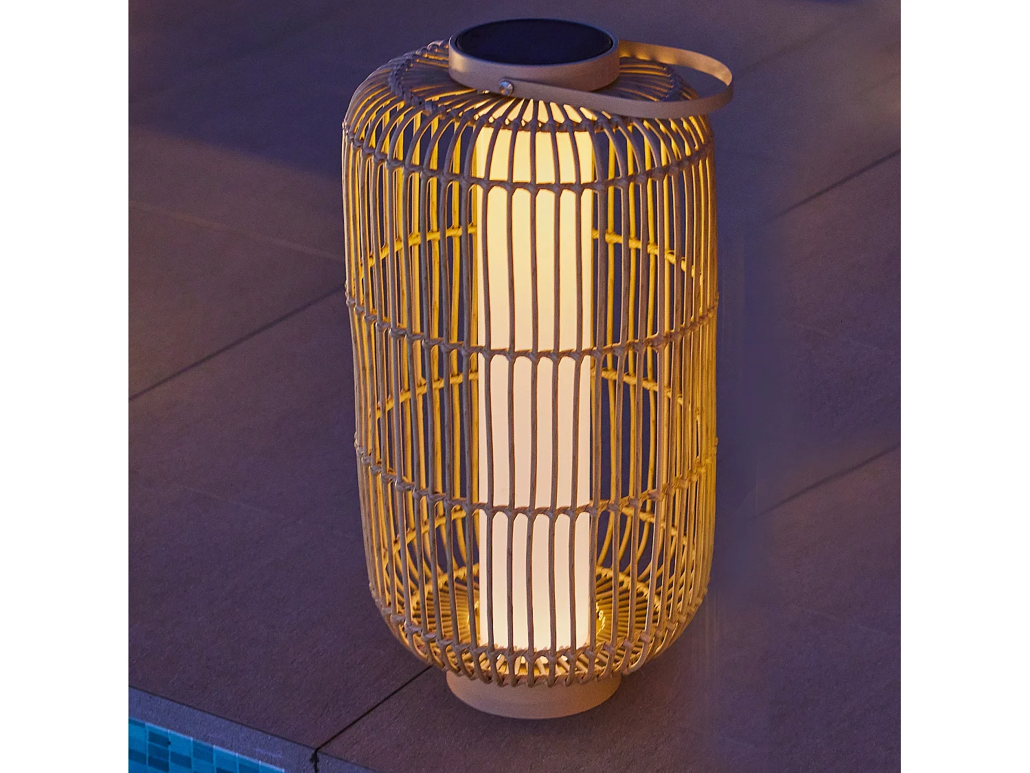 Lanterne solaire MARIEL Marron Rotin 31x31x H60cm