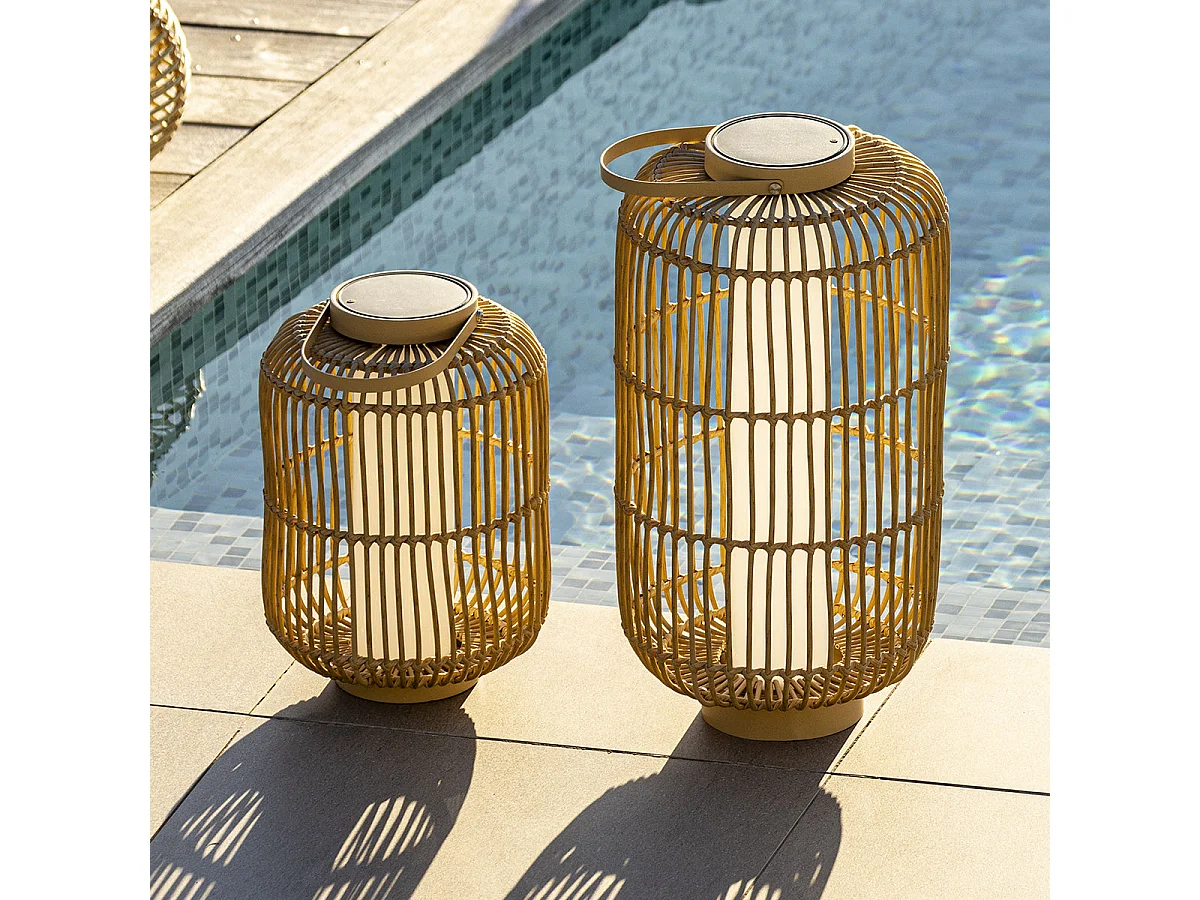 Lanterne solaire MARIEL Marron Rotin 31x31x H60cm