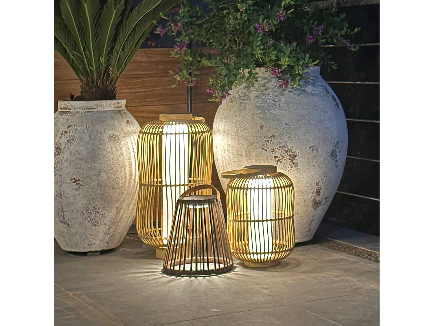 Lanterne solaire MARIEL Marron Rotin 31x31x H60cm