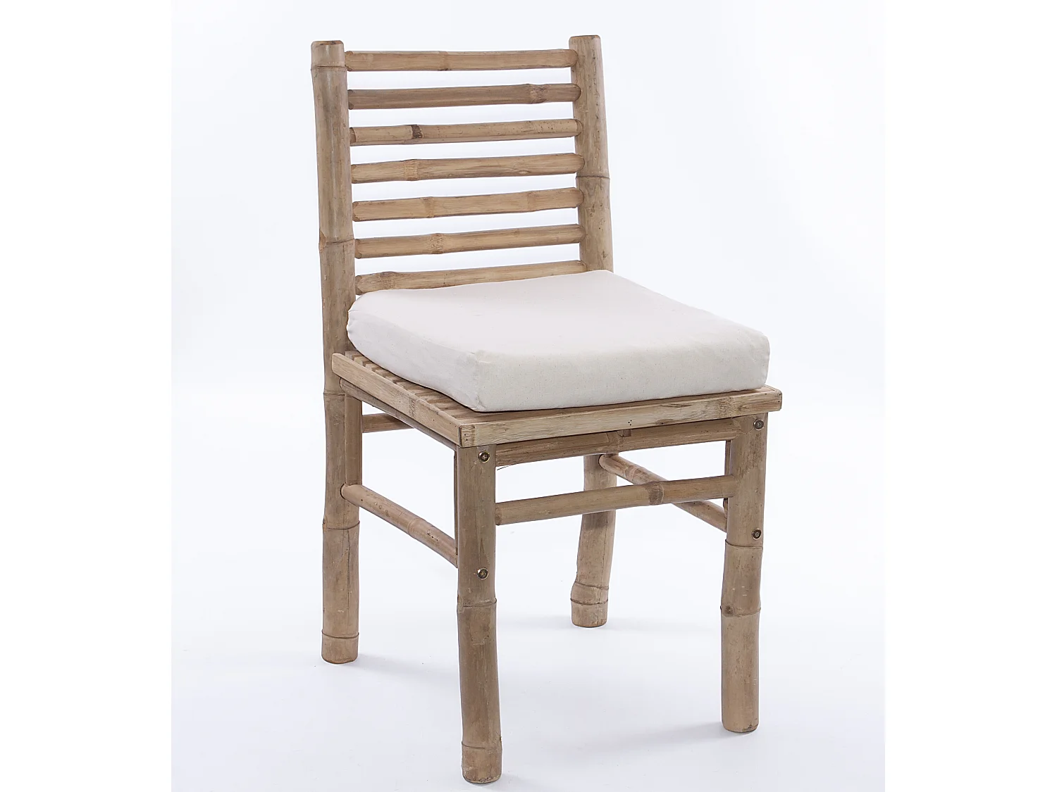 Sedia in Bambù Naturale con Cuscino in Cotone Stile Naturale Interno Esterno