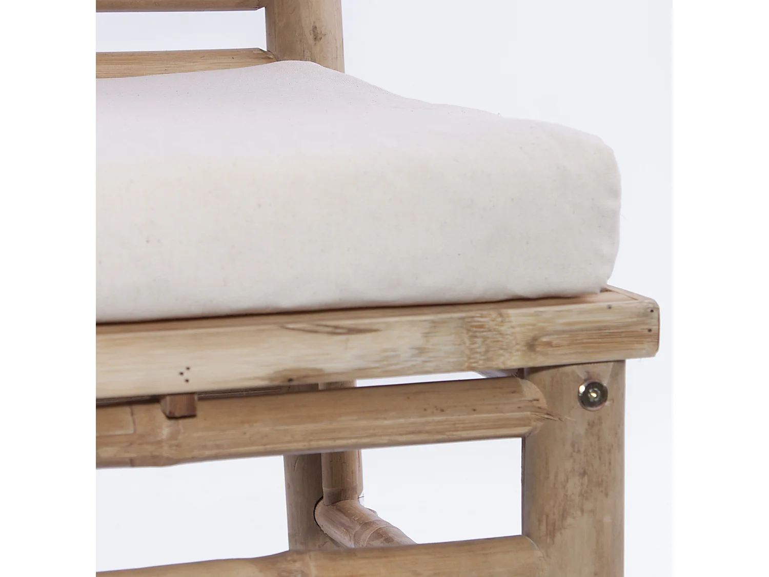 Sedia in Bambù Naturale con Cuscino in Cotone Stile Naturale Interno Esterno