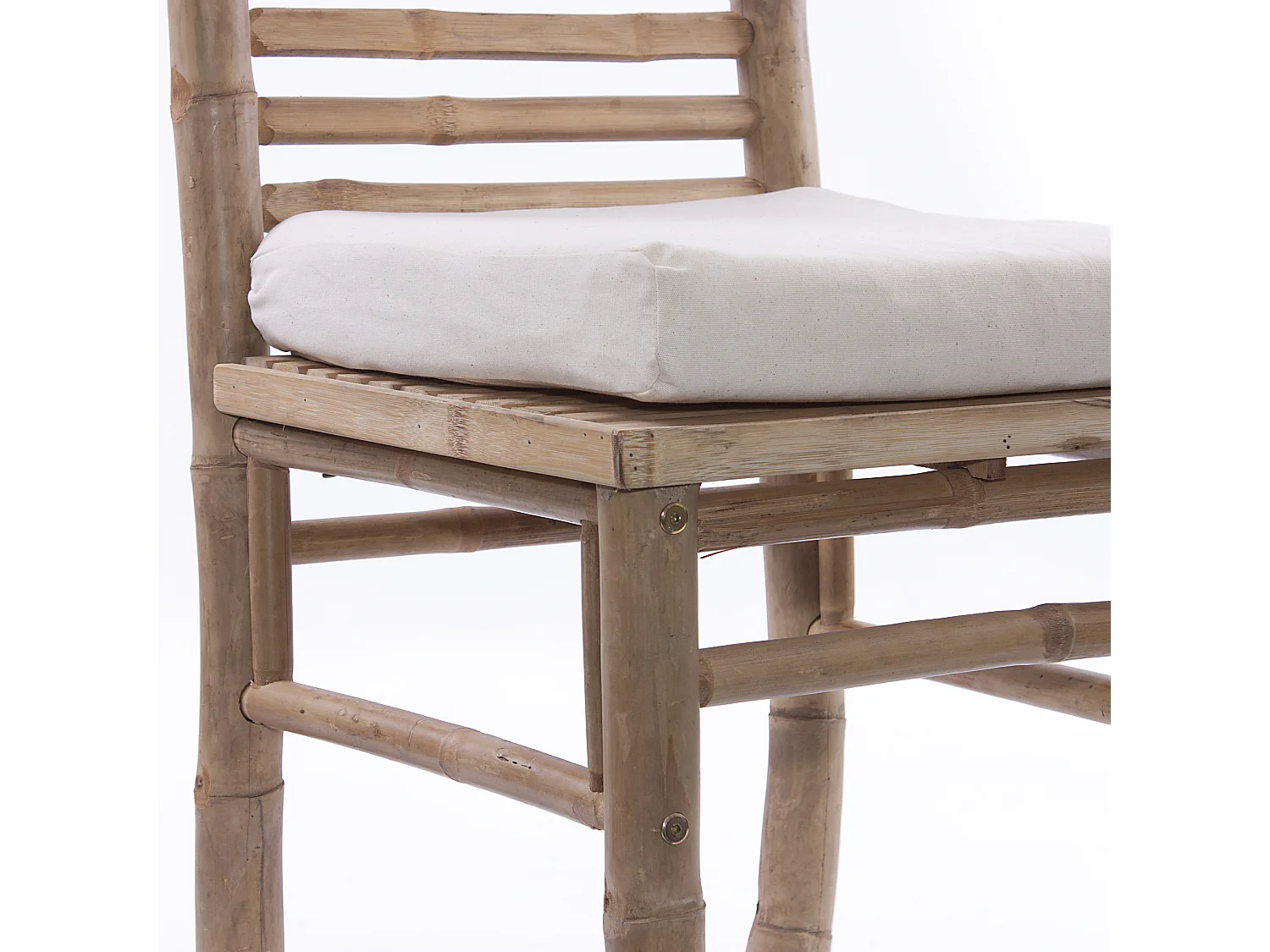 Sedia in Bambù Naturale con Cuscino in Cotone Stile Naturale Interno Esterno