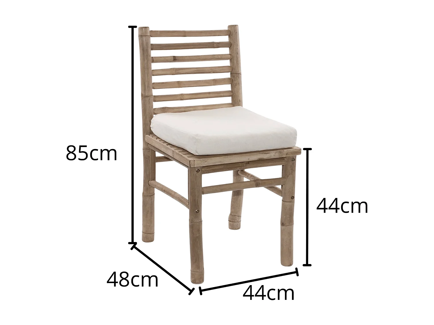 Sedia in Bambù Naturale con Cuscino in Cotone Stile Naturale Interno Esterno