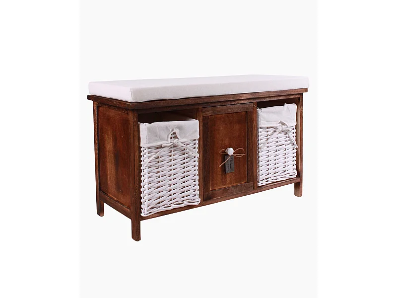 Panca bicolor con cestini in vimini