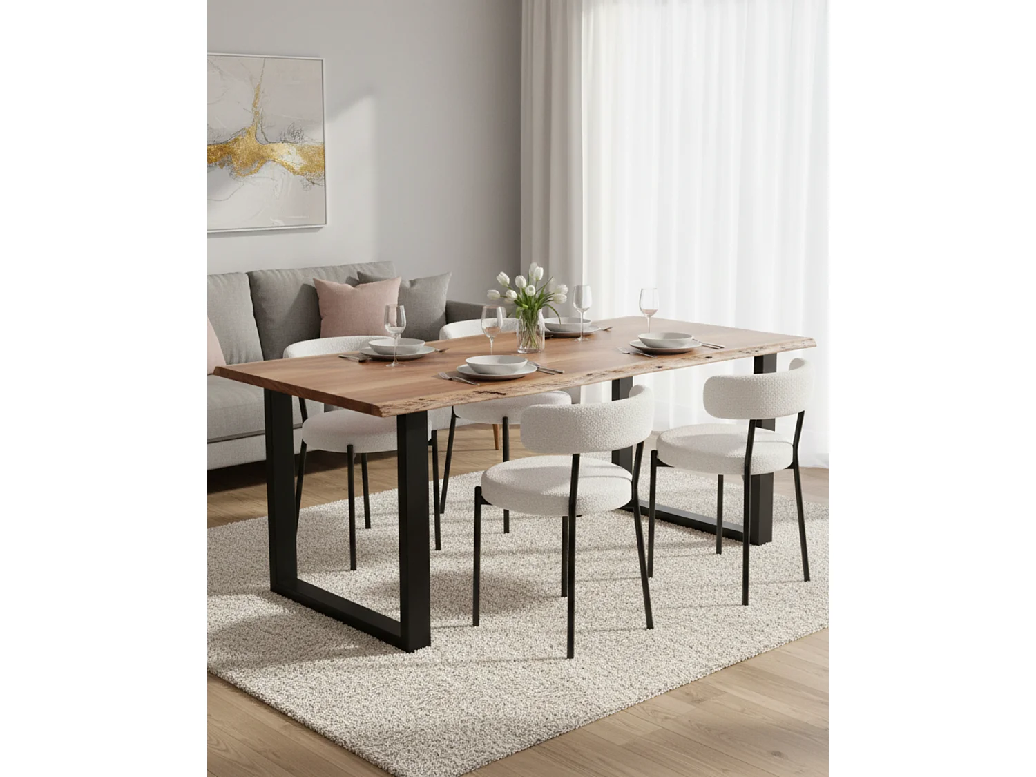 Tavolo da pranzo in legno di acacia e metallo 200x90