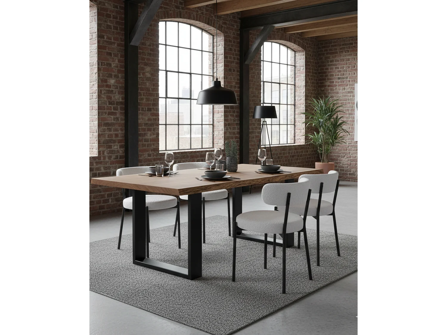 Tavolo da pranzo in legno di acacia e metallo 200x90