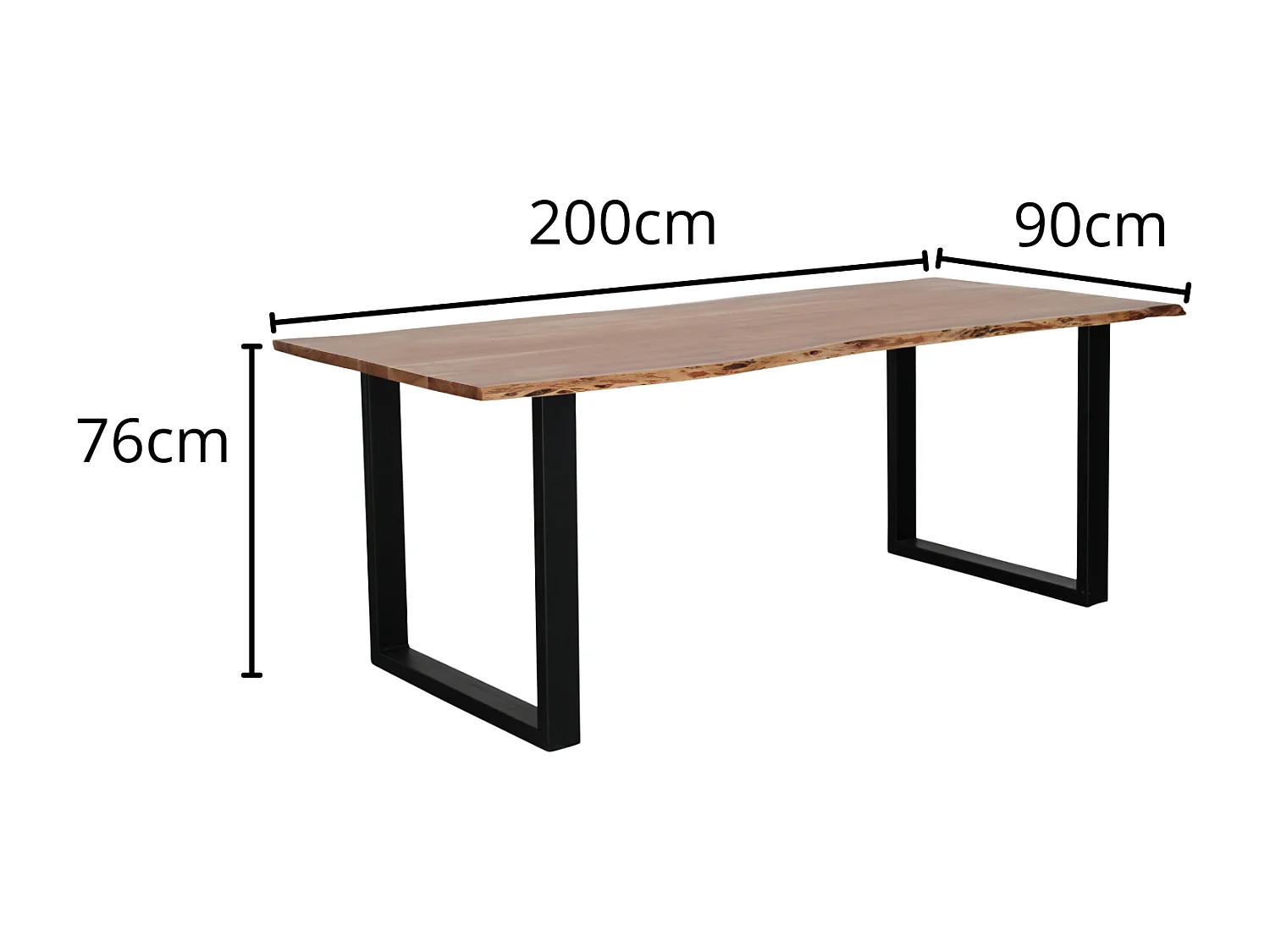 Tavolo da pranzo in legno di acacia e metallo 200x90