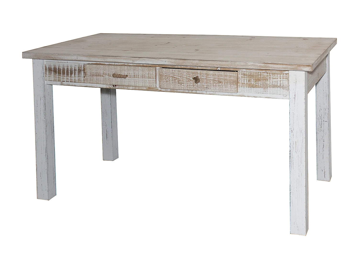 Tavolo da pranzo in legno di abete con cassetti