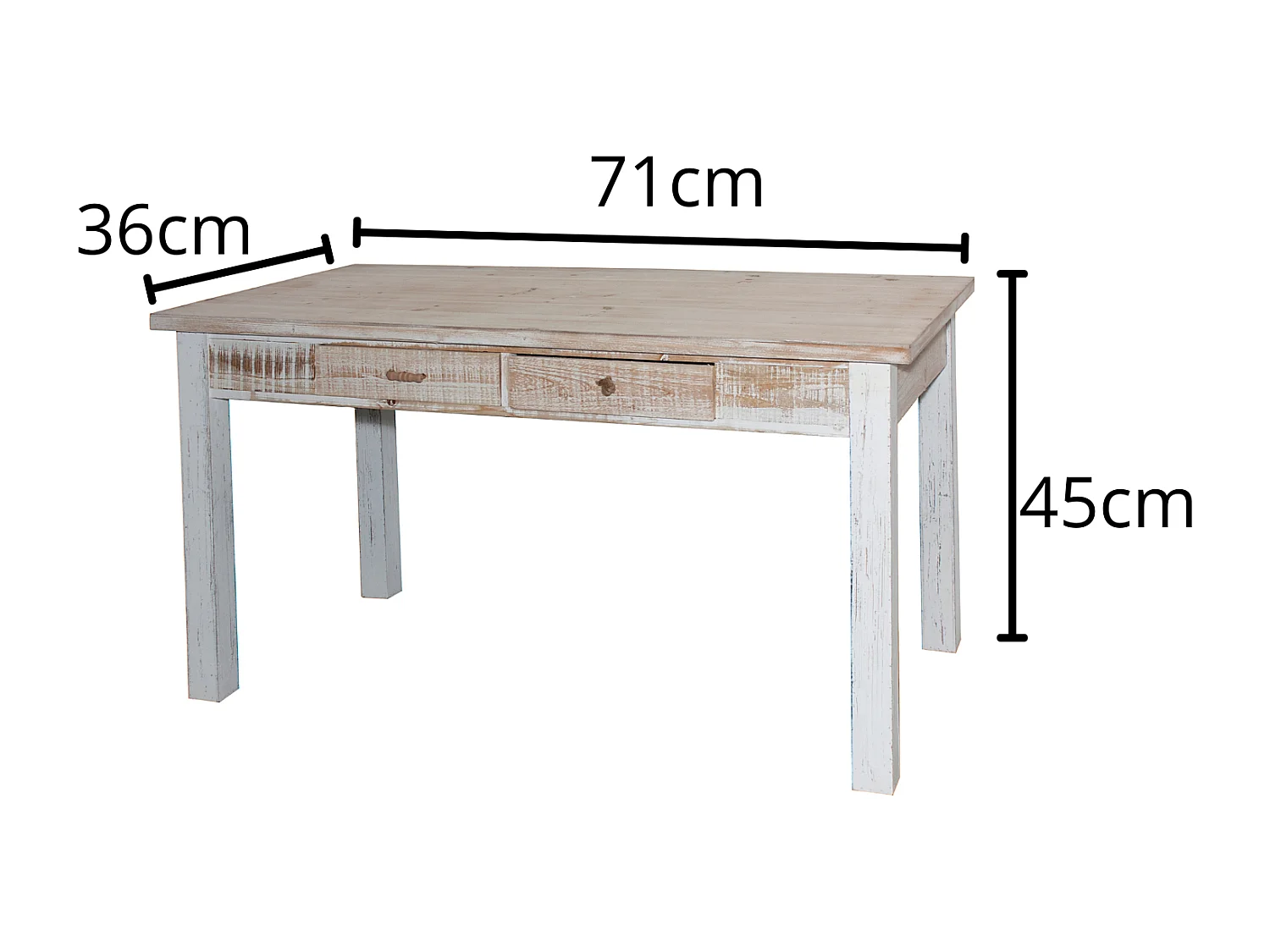Tavolo da pranzo in legno di abete con cassetti