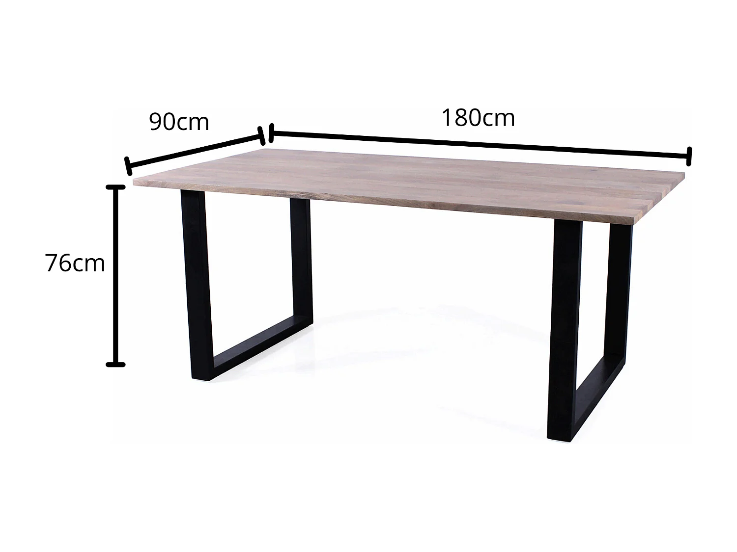 Tavolo da pranzo in mango e metallo "Dino" 91X180xH76