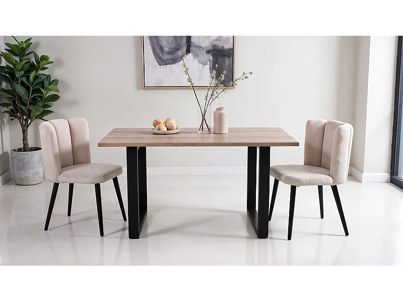 Tavolo da pranzo in mango e metallo "Dino" 91X180xH76