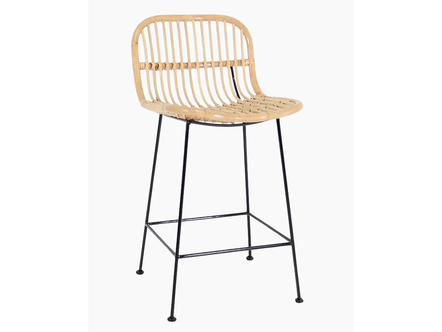 Sgabello alto in rattan "Elliot"