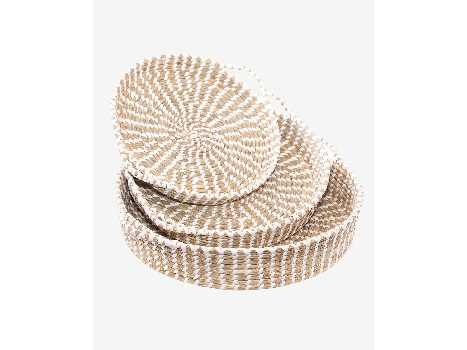 Set di 3 vassoi rotondi in seagrass