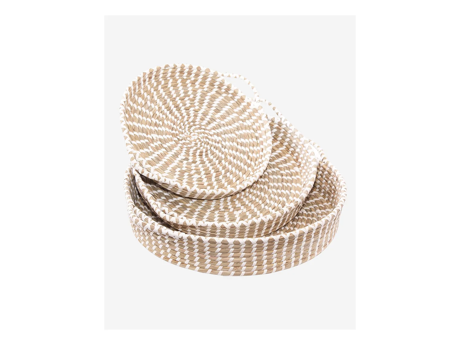 Set di 3 vassoi rotondi in seagrass