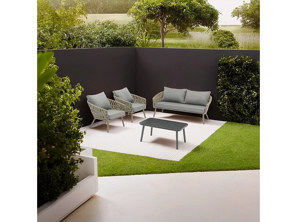 Poltrona in allumino e corda "Pula"