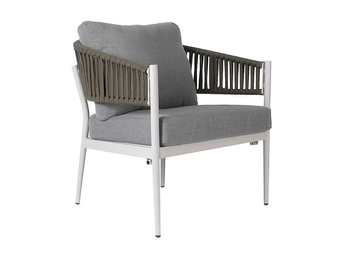 Salotto completo in alluminio bianco e corda Raul