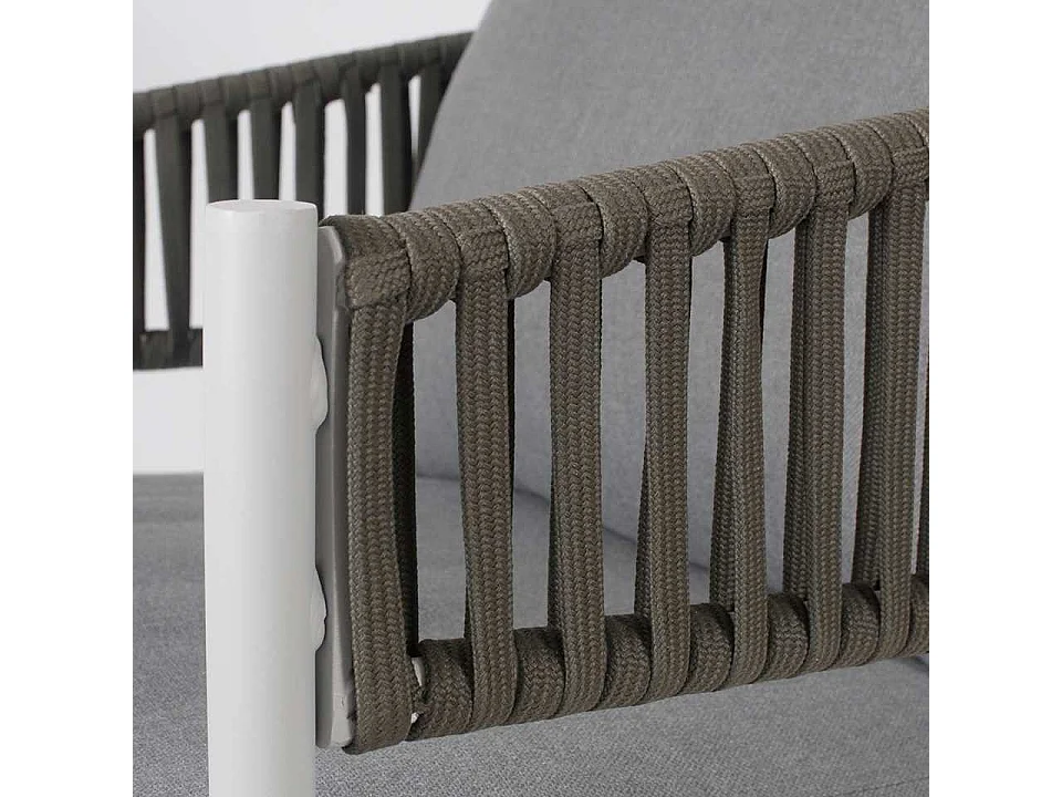 Salotto completo in alluminio bianco e corda Raul