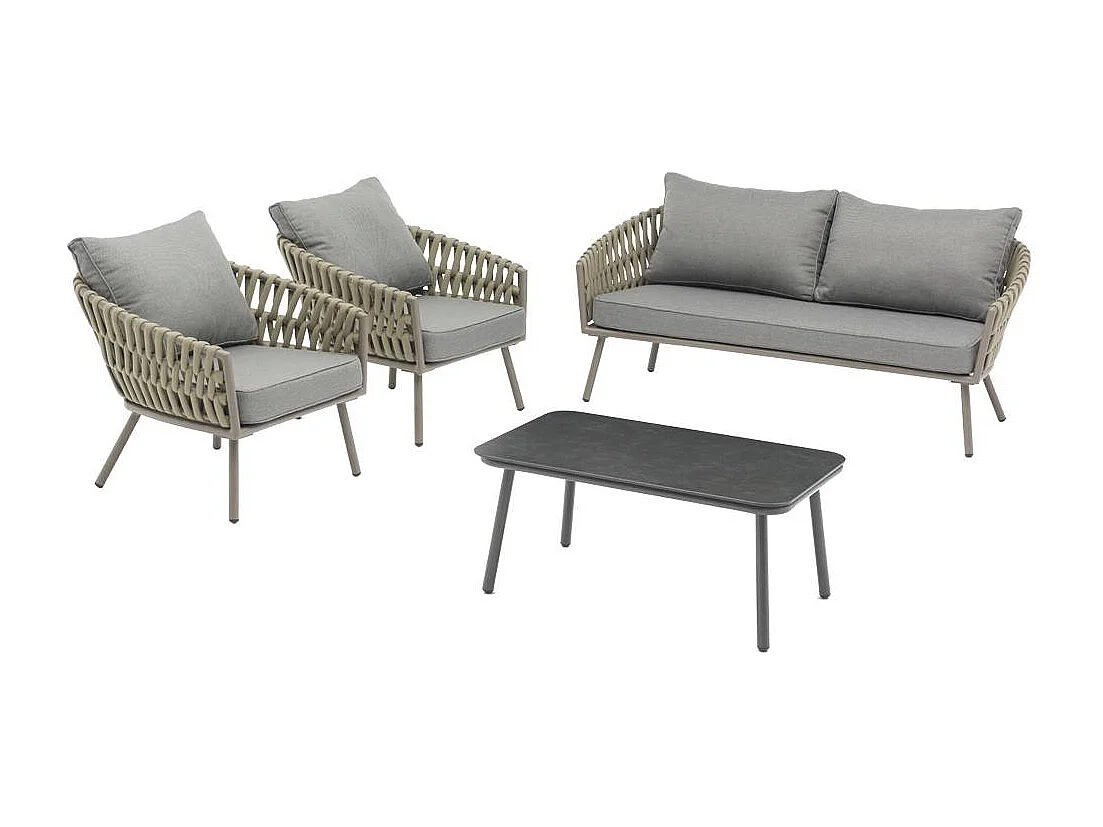 Salotto completo in alluminio e corda "Pula"