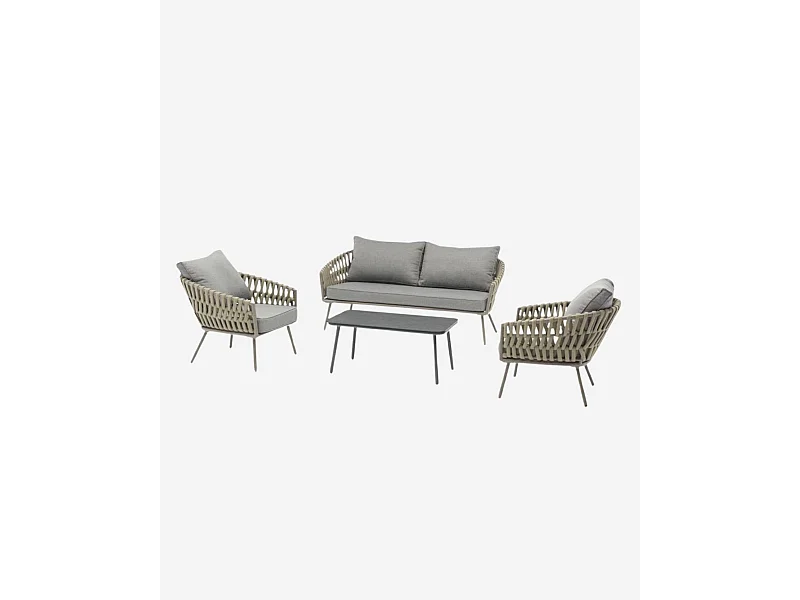 Salotto completo in alluminio e corda "Pula"