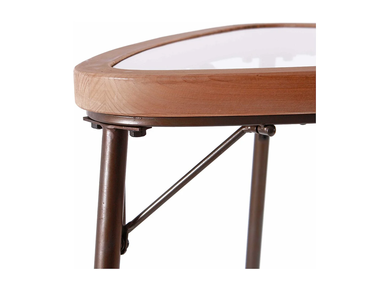 Set di 2 tavolini triangolari in legno e metallo