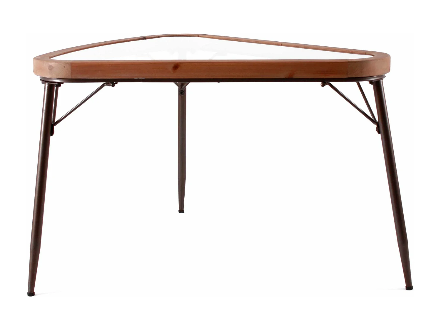 Set di 2 tavolini triangolari in legno e metallo